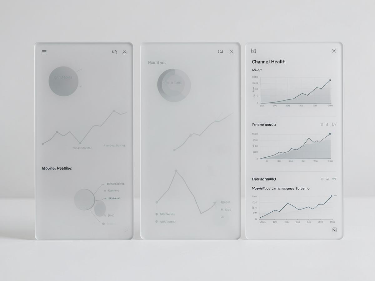 Channel health dashboard showing sentiment, engagement and risk metrics